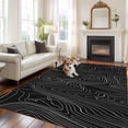 thumbnail image 3 of Black Abstract Large Area Rugs for Bedroom Living Room, Soft Non Slip Carpet Bedside Rug, Modern Geometric Minimalist Stripes Rectangular Floor Cover Kitchen Accent Rug 5'x7' for Dining Room/Office, 3 of 9