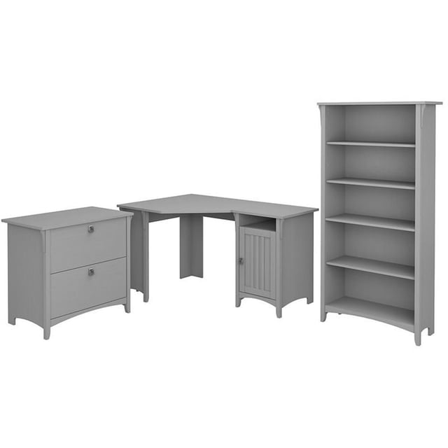 Scranton & Co Meubles Salinas Bureau d'Angle 55 Po avec Armoire et Bibliothèque à 5 Tablettes