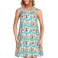 thumbnail image 1 of Easygdp Cute Corgi Head para Vestido Transpirable de Mujer, Vestido Suelto de Manga Corta con Pliegues y Bolsillos para el Verano, 1 of 7