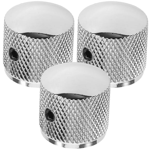SHOWERORO 3Pcs Silver Metal Guitar Knobs for Volume and Tone Control on Musical Instruments