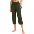thumbnail image 3 of Women's Plus Size Straight Leg Yoga Pants with Pockets Comfortable Crop Length Workout Trousers for Exercise, 3 of 5