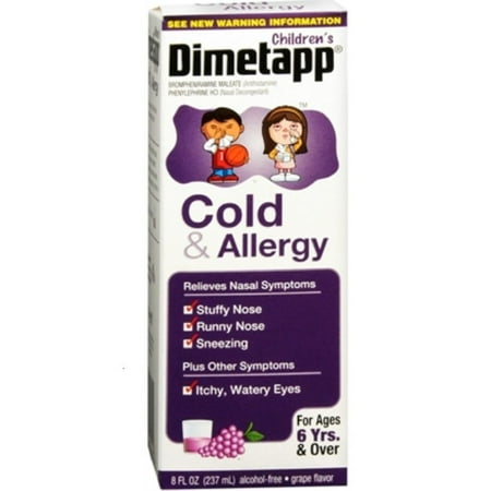 Children’s Dimetapp® Cold & Allergy Liquid – Grape Flavor, Alcohol-Free, 8 fl oz