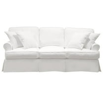 Sunset Trading Horizon T-Cushion Cotton Slipcovered Sofa in Warm White Fabric