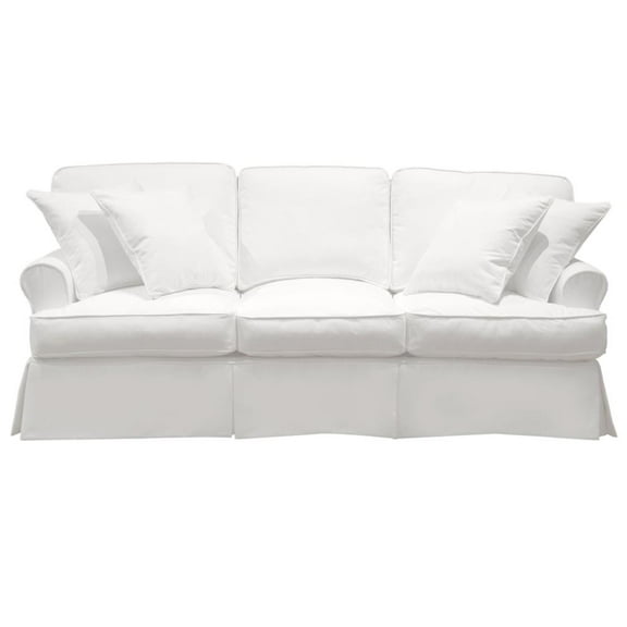 Sunset Trading Horizon T-Cushion Fabric Slipcovered Sofa in White