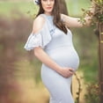 thumbnail image 5 of Odeerbi Maternity Dress for Photoshoot Womens Photography Props Lace Leaky Shoulders Floor-length Pregnant Dresses Blue, 5 of 5