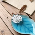 thumbnail image 3 of Corciosy Incense Stick Burner Holder-Ceramic Decorative Lotus Incense Burner Leaf-Incense Ash Catcher Tray Sky Blue, 3 of 6