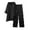 Black, variant on Women's Fashionable Two Piece Suit Set with V Neck Blouse and Wide Leg Elastic Waist Trousers for Casual Streetwear Outfits