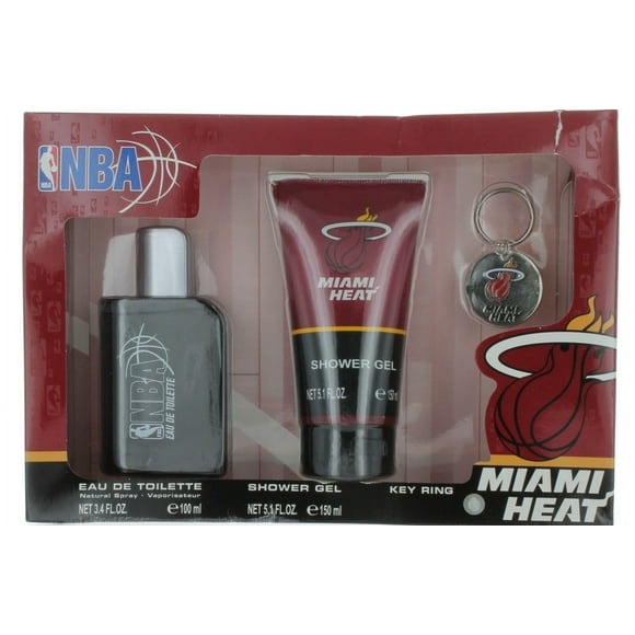 Miami Heat by NBA for Men Set - Eau De Toilette Spray 3.4oz + Shower Gel 5.1oz + Key Chain