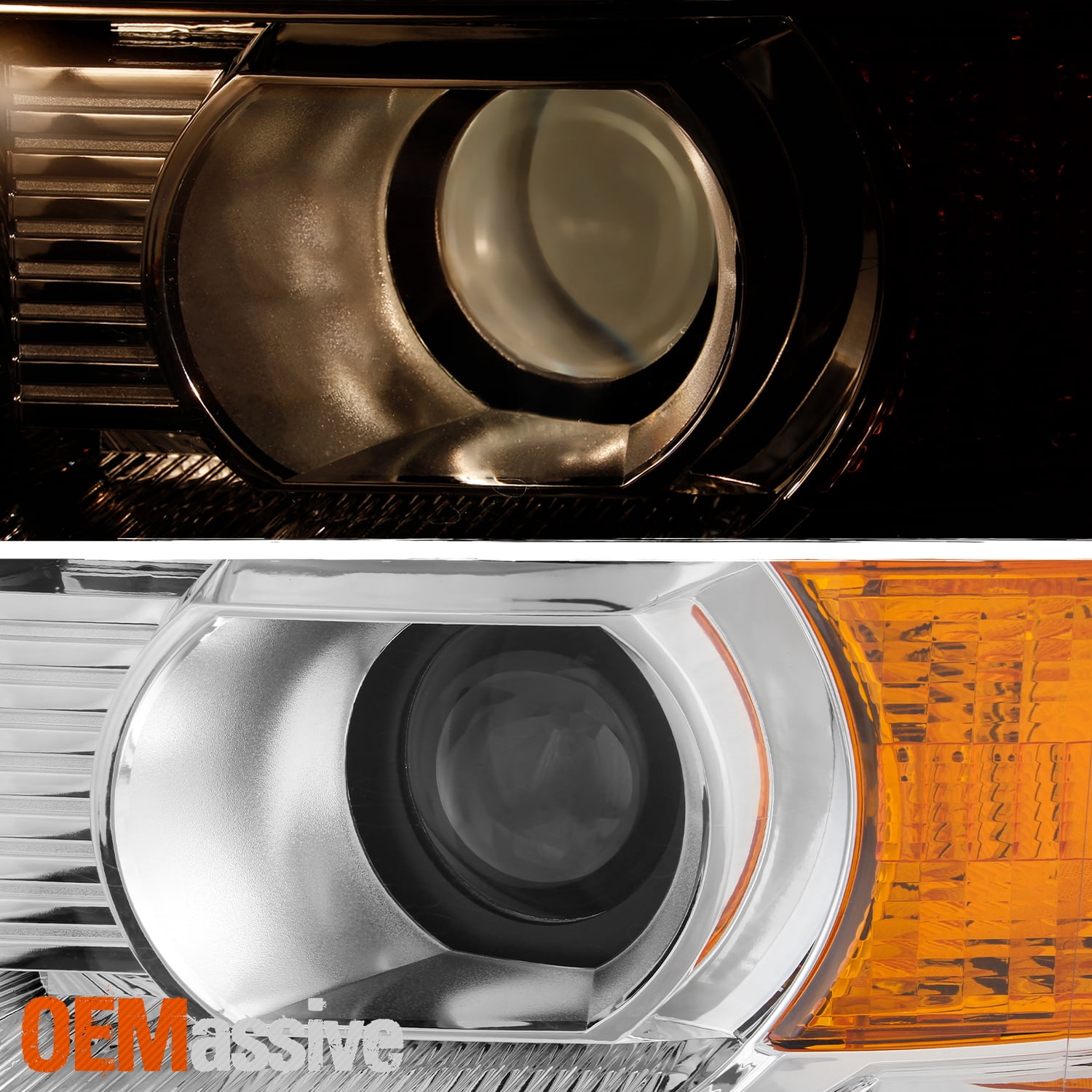AKKON - Fits 2014-2018 GMC Sierra 1500 2015-2019 Sierra 2500HD 3500HD [Halogen Type] Chrome Headlights Headlamps Pair