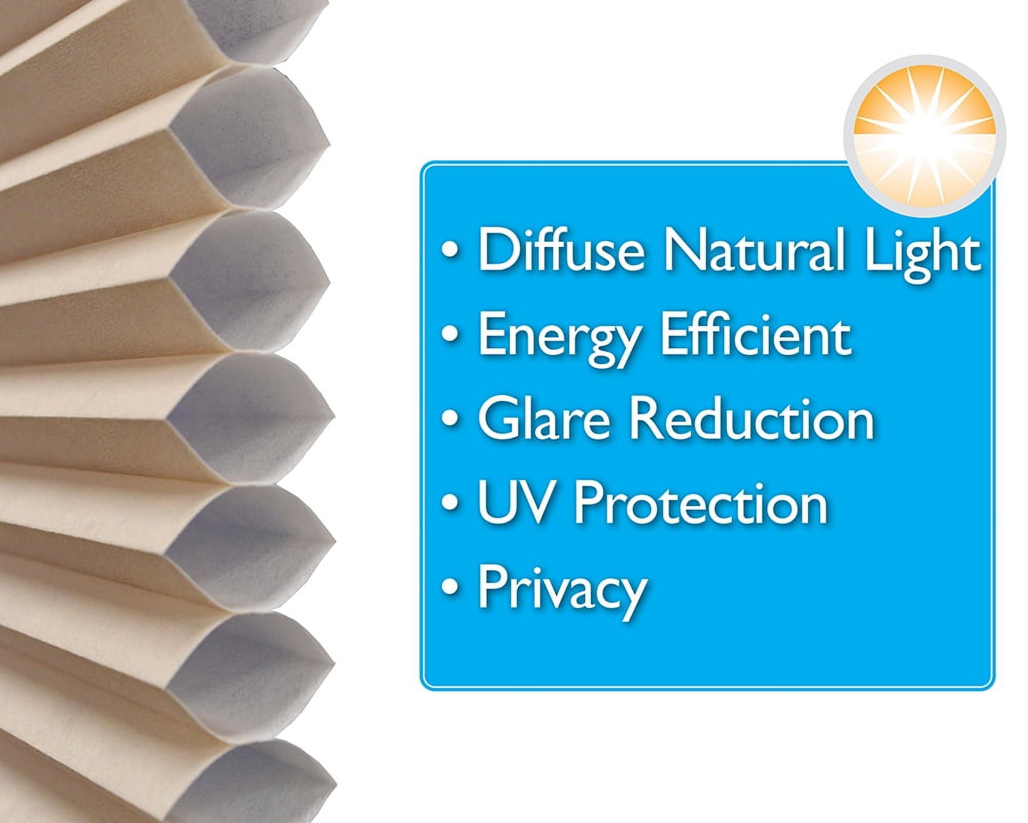 Redi Shade No Tools Easy Lift Trim-at-Home Cordless Cellular Light Filtering Shade Natural, 30" W x 64" L, (Fits windows 19"- 30")
