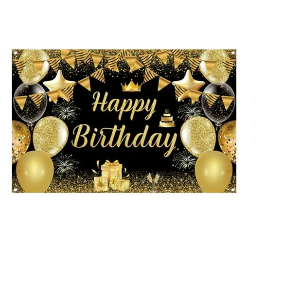 Decorative Flags, Gold Birthday Party Decorations Birthday Decorations for Men Include Happy Birthday Banner Guest Book Hanging Swirls Balloons Fringe Curtain, Flags_ Banners & Accessories