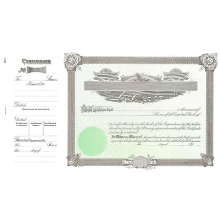 Goes 1 Corporate Stock Certificate, Stock Certificates, Size 8-1/2" x 15", Printable, Laser or Ink Jet Compatiable (Pack of 10)