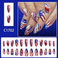 thumbnail image 2 of 4th Of July Independence Day French Tip Press-On Nails, Almond,Red White Blue, Short, 24 Count,F, 2 of 10