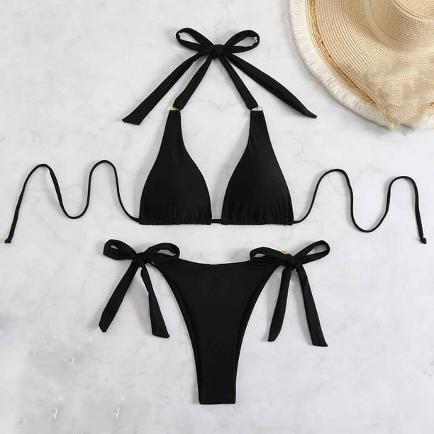 Traje de baño para mujer, moda, cómodo, color sólido, bikini, traje de baño de color liso para mujer, conjuntos de bikinis, trajes de baño para mujer