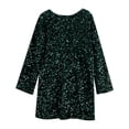 thumbnail image 2 of Minivestido HOCANDY con lentejuelas brillantes, manga larga sin espalda, verde, 2 of 5