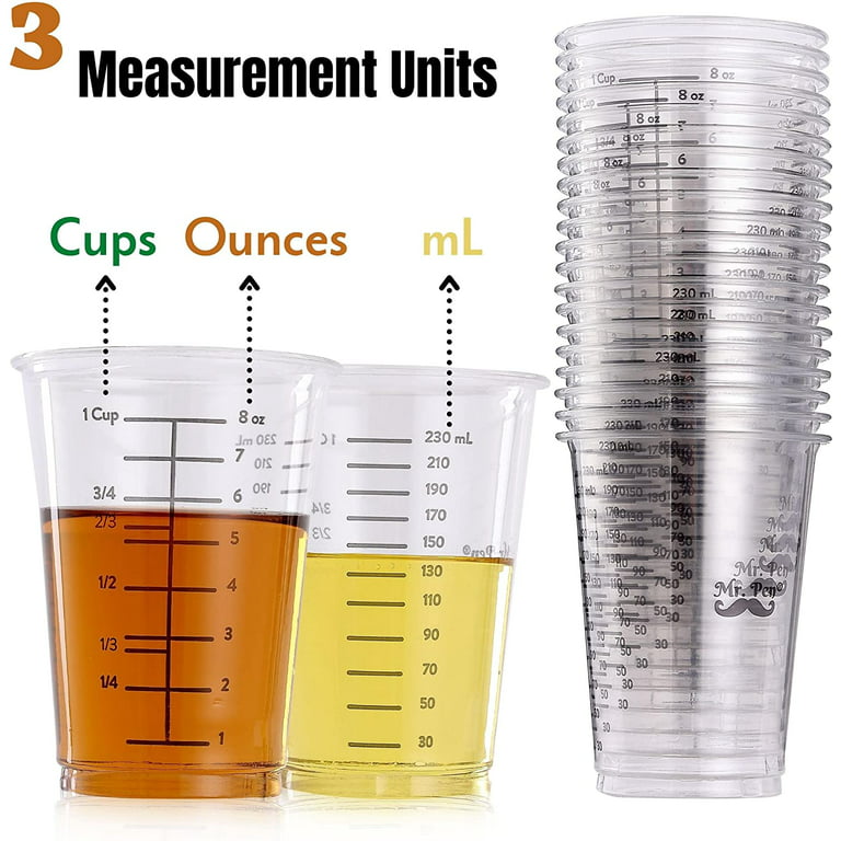 Disposable Measuring Cups for Resin, 8 Oz, 20 Pack, Resin Mixing Cups,  Plastic