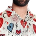thumbnail image 5 of Valentine's Day Love Men's Hawaiian Button Down Printed Short Sleeve Summer Beach Shirts, 5 of 6