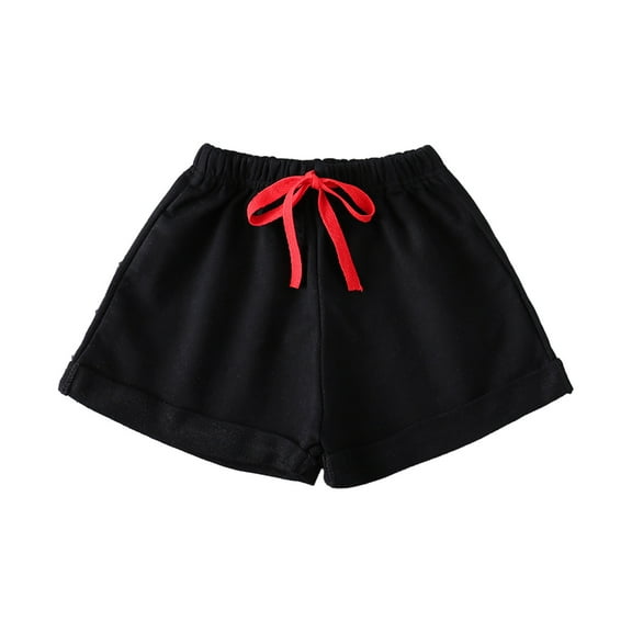 Odeerbi 2-7Y Kids Boys Girls Cotton Shorts Summer Beach Shorts Sports Shorts Children's Summer Casual Elastic Waist Shorts Candy Color Shorts Black