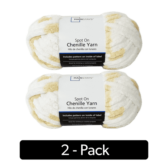 Mainstays Spot On Chenille Yarn, 56.8 yd, Gold, 100% Polyester, Super Bulky, Pack of 2