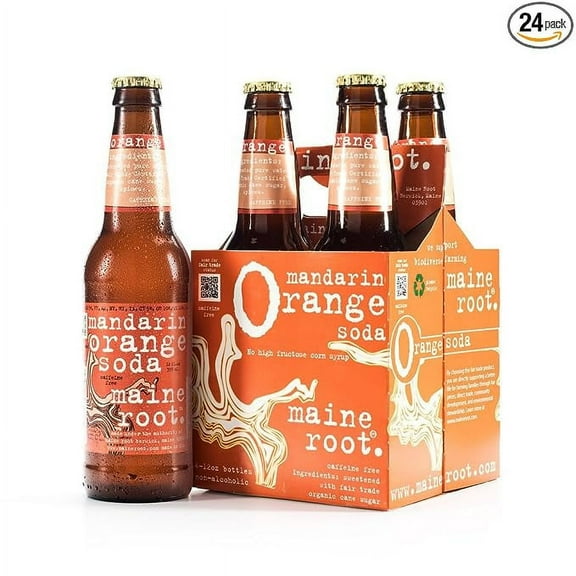 Maine Root Hand Crafted Mandarin Orange Soda, 12 fl oz (24 Glass Bottles)