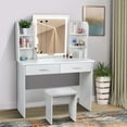 RichYa Modern Makeup Vanity Table Set with Lighted Mirror Adjustable