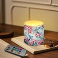 thumbnail image 3 of Kuiaobaty 4 Packs Flickering Flameless LED Battery Candles Hummingbird Hibiscus Flower Pattern Waterproof Pillar Fake Candles with Colored Light Remote for Wedding Beach Party Decor, 3 of 7