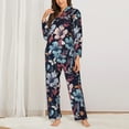 thumbnail image 2 of Pajama Sets for Women 2 Pcs, Flowers ad Butterflies Button Down Long Sleeve Sleepwear Lounge PJ Sets, 2 of 6