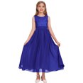 thumbnail image 5 of IBTOM CASTLE Flower Girl Dresses Junior Wedding Bridesmaid Prom Party Chiffon Floral Lace Flowy Maxi Princess Pageant Long Communion Gown 11-12 Years Royal Blue, 5 of 8