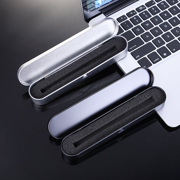 Estuche rectangular de hojalata, estuche táctico para lápices, estuche de papelería, caja de hierro con tapa abatible