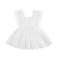 thumbnail image 1 of ITFABS Robe Décontractée Bébé Fille, Col Carré Blanc Ourlet en Dentelle Sans Manches, 0-24 Mois, 1 of 9