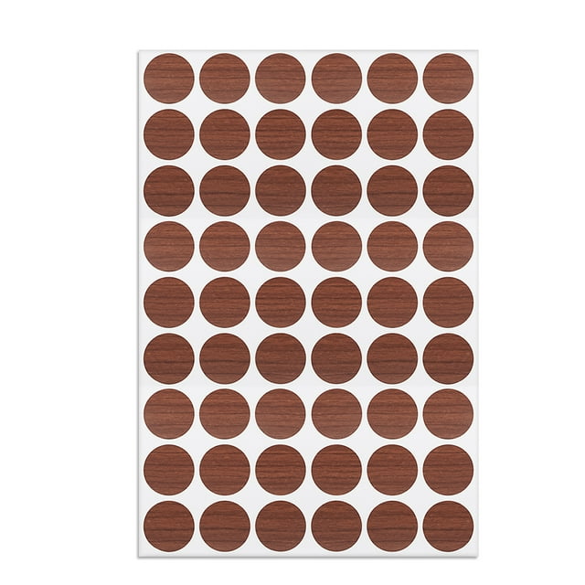 Uxcell 0.83'' Diámetro Cereza Etiquetas de Agujeros de Tornillo Autoadhesivas Cubiertas de Madera 1 Hoja