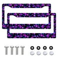 thumbnail image 2 of 2PC Purple and Blue Floral Pattern Car License Plate Frames with Mounting Hardware 6.3x12.2inch(16x31cm), 2 of 8