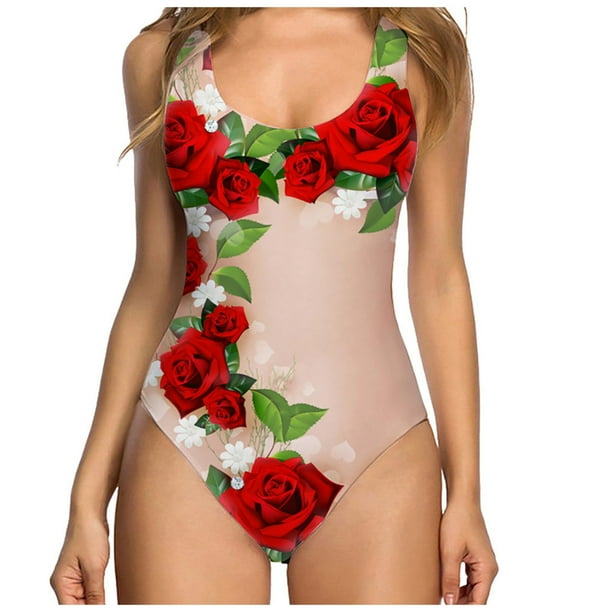 Conjunto de Bikini estampado sin mangas de una pieza para mujer a la moda, traje de baño acolchado con realce, ropa de playa OAVQHLG3B Store lin121212