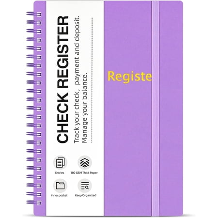 Check Registers for Personal Checkbook, Double Spiral Check Register Book, Budget Planner with Check Register for Personal and Work, 5.8'' x 8.3'' -