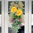 thumbnail image 4 of Small Pendant Light Spring and Summer Peony Flower Rabbits Ear Leaf Wreath Simulation Decorative Pendant 58cm/22.83In, 4 of 7