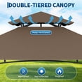 thumbnail image 3 of 8' x 5' Grill Gazebo Canopy with Extra 7' x 3' Awning, Heavy Duty Steel Frame, Double-Tiered Outdoor Grill Canopy with Shelves, 10 Hooks & LED Lights for Patio BBQ Backyard,Brown, 3 of 7