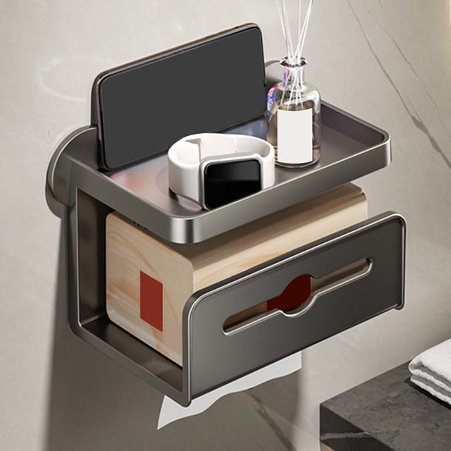 TIMIFIS Toothbrush Holders Toilet Wall Mounted Toilet Paper Box with Strong Load Bearing Capacity No Need for Nailing Easy Storage of Tissues Multifunctional Shelf Storage Rack