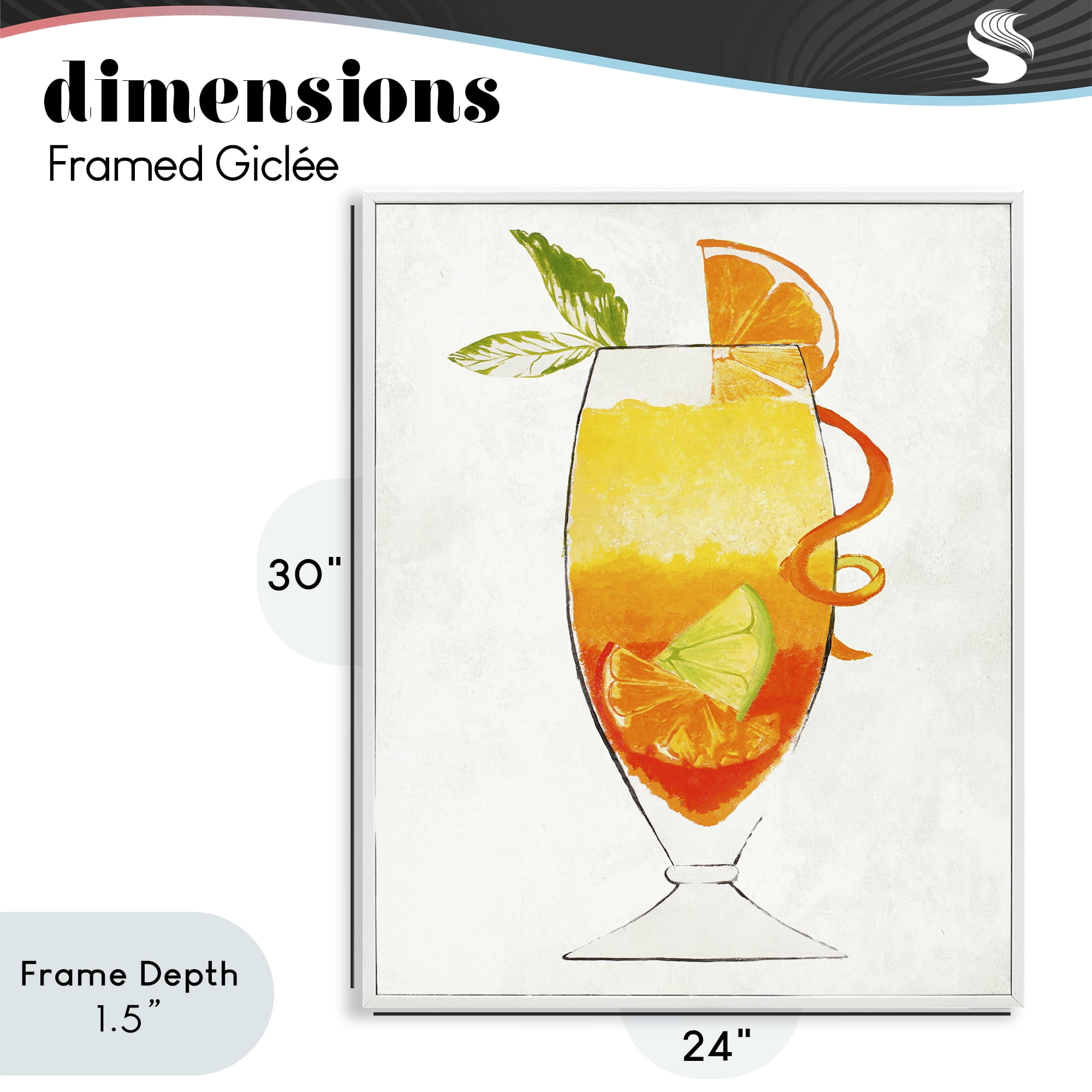Stupell Industries Summer Cocktail Orange Fruit White Framed Giclee Art, design by Lorenzo Collective