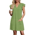 thumbnail image 5 of Levmjia Women's Gingham Dress Summer Sleeveless V Neck Casual Shift Dress with Pockets Cute A Line above Knee Length Dress for Women Daily Vacation Beach Sundress, 5 of 6