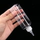 thumbnail image 2 of 15 botellas cuadradas de 100 ml para tinte de cabello, de plástico transparente, con boquilla puntiaguda (con boquilla transparente)., 2 of 7