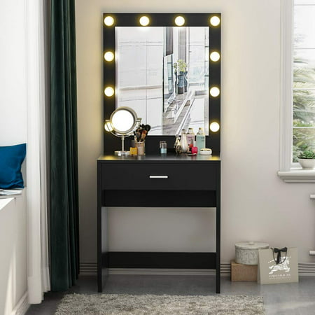 Makeup Vanity Table With Lighted Mirror And Drawers Orice