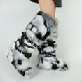 thumbnail image 2 of Women's Winter Warm Fluffy Faux Fur Knee High Snow Boots - Fashionable Cross Belt Buckle Boots, 2 of 5