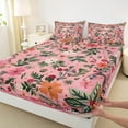 thumbnail image 3 of Feelyou Artwork Flower Floral Queen Sheet Sets, Retro Pink Fashion Flat Sheet, Rustic Farmhouse Queen Fitted Sheet, Ultra Soft Bedroom Decor, 4 Pieces, 3 of 7
