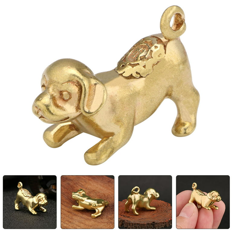 Solid Brass Dog Figurine Small Statue Home Ornaments Animal Figurines Gift  