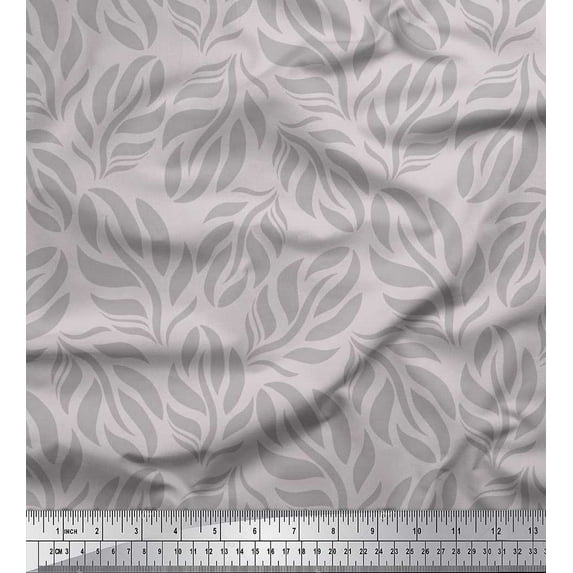 Soimoi Cotton Duck Fabric Leaves Shirting Printed Fabric 1 Yard 56 Inch Wide