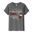 thumbnail image 4 of zaveiop It's The Most Wonderful Time of The Year Women T-Shirt Funny Snowman Pattern Short Sleeve Tops (Grey, XL), 4 of 4