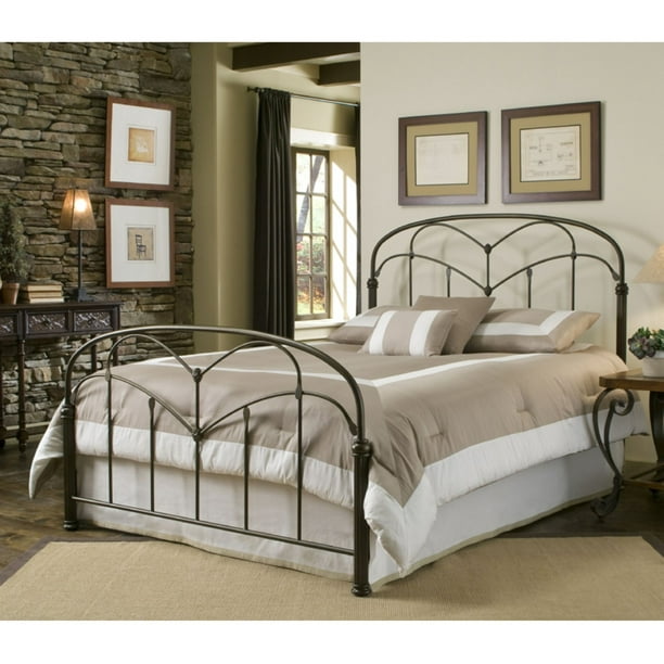 Pomona Metal Headboard And Footboard Bed Panels With Curved Grills And Detailed Posts Hazelnut Finish Queen Walmart Com Walmart Com