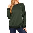 thumbnail image 3 of STARVNC Femmes Col Rond Manches Longues Bouton Épissé Fermeture Couleur Bloc Sweatshirt, 3 of 7