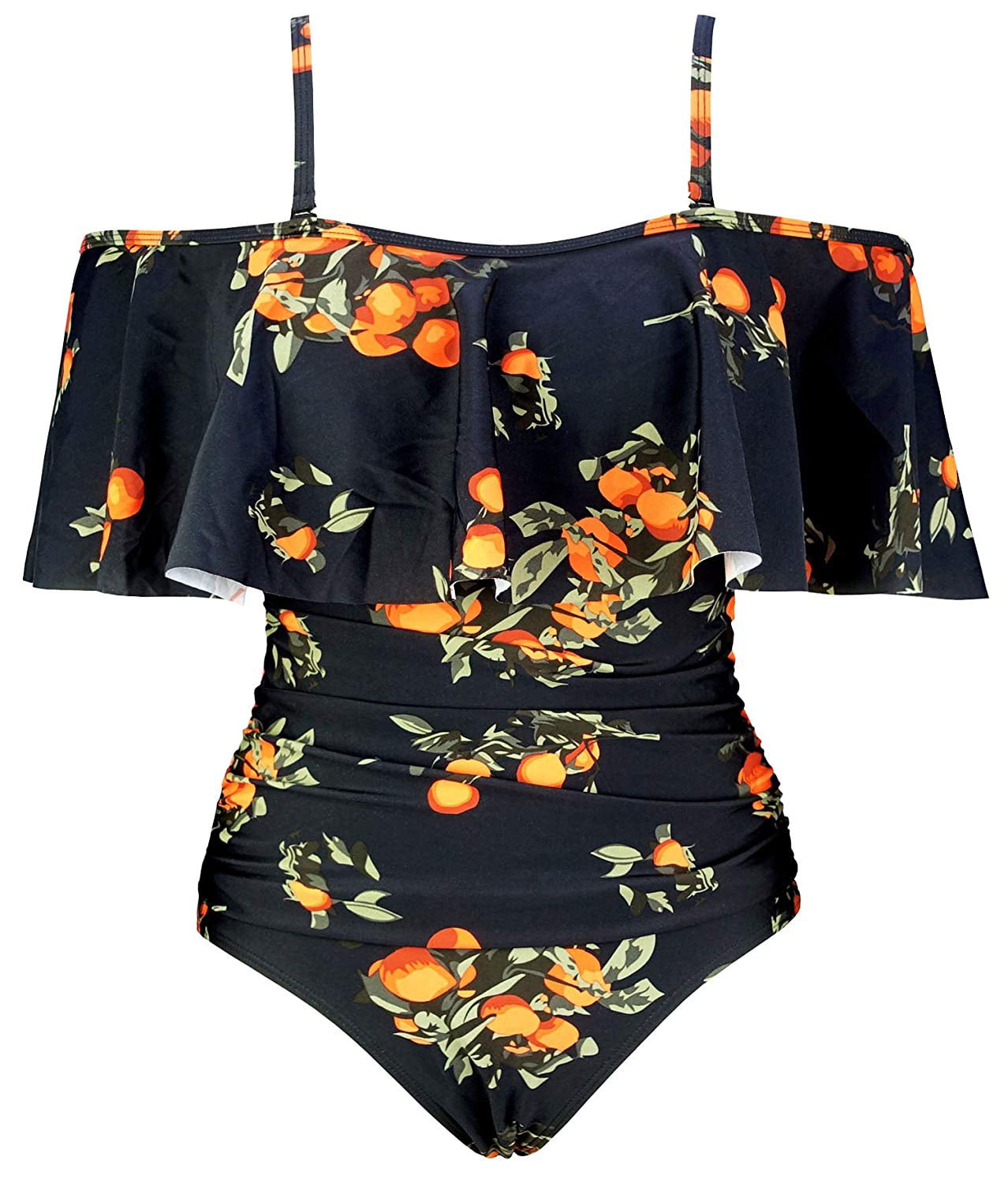 Cocoship Swimwear - Womens Orange Popover Ruch One-Piece Swimwear 10 ...