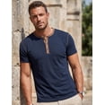 thumbnail image 7 of Mens Henley Shirts Short Sleeve Cotton Blend Slim Fit T-Shirts Breathable Moisture Wicking Athletic Casual Workout Tee, 7 of 7